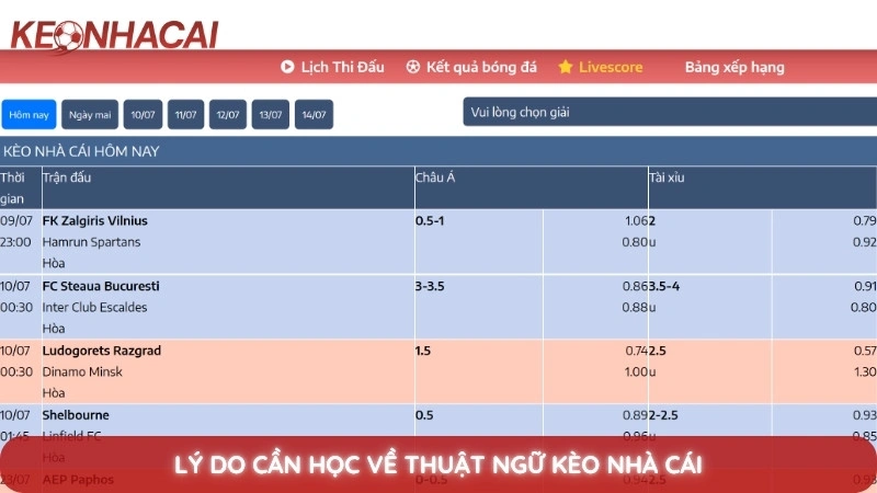 Lý do cần học về thuật ngữ kèo nhà cái